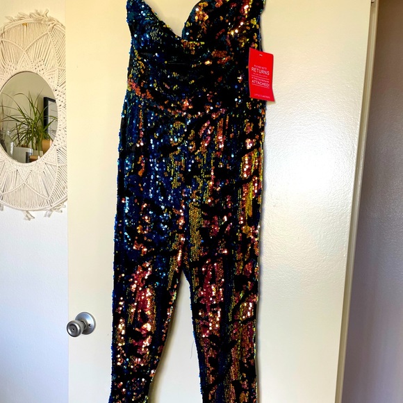 NEW ASOS Strapless Velvet + Sequin Jumpsuit - Picture 2 of 5